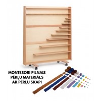 MONTESORI PILNAIS PĒRĻU MATERIĀLS AR PĒRĻU SKAPI