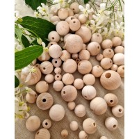 Dabīga Koka Bumbiņas Ar Caurumu, Dažādi Izmēri - OUWAKIDS