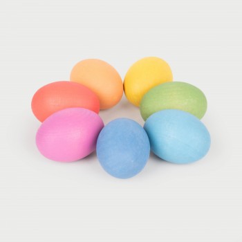 RAINBOW WOODEN EGGS, 7 PIECES - TICKIT