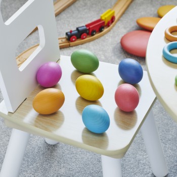RAINBOW WOODEN EGGS, 7 PIECES - TICKIT