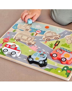 TRANSPORTLĪDZEKĻU KOKA PUZLE MAZUĻIEM - TOOKY TOY