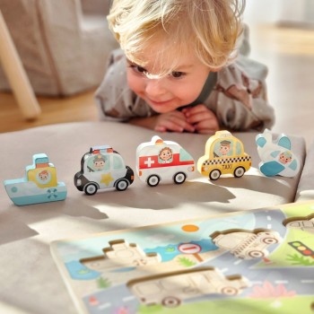 WOODEN TRANSPORT PUZZLE FOR LITTLE ONES - TOOKY TOY