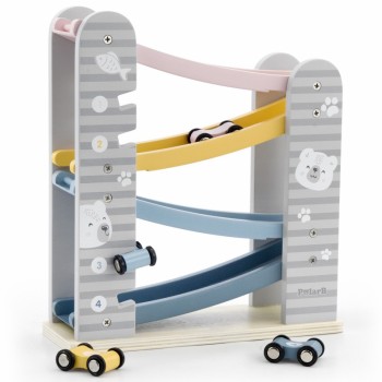 RACETRACK WITH 4 WOODEN CARS - VIGA