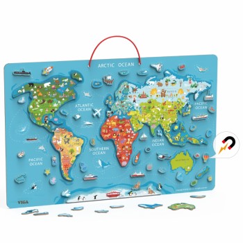 2-IN-1 EDUCATIONAL WHITEBOARD WITH MAGNETIC WORLD MAP - VIGA
