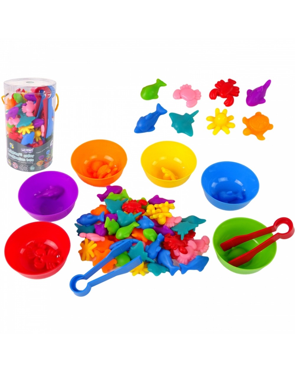 IZGLĪTOJOŠS KOMPLEKTS KRĀSU APGUVEI UN ŠĶIROŠANAI 64 ELEMENTI - WOOPIE GREEN