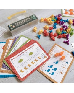 KOMPLEKTS KRĀSU APGUVEI ŠĶIROŠANA MATEMĀTIKAI 95 ELEMENTI DINOZAURI- WOOPIE GREEN