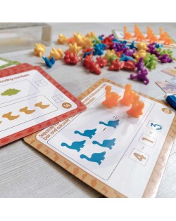 KOMPLEKTS KRĀSU APGUVEI ŠĶIROŠANA MATEMĀTIKAI 95 ELEMENTI DINOZAURI- WOOPIE GREEN