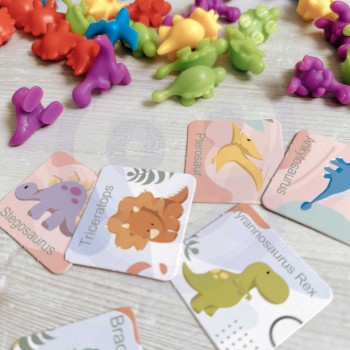 KOMPLEKTS KRĀSU APGUVEI ŠĶIROŠANA MATEMĀTIKAI 95 ELEMENTI DINOZAURI- WOOPIE GREEN