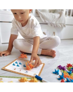 KOMPLEKTS KRĀSU APGUVEI ŠĶIROŠANA MATEMĀTIKAI 95 ELEMENTI DINOZAURI- WOOPIE GREEN