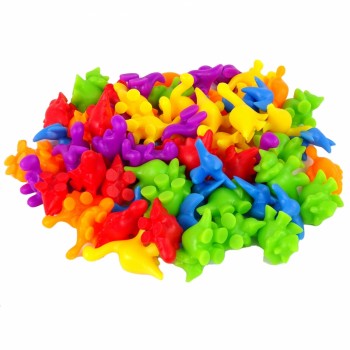 KOMPLEKTS KRĀSU APGUVEI ŠĶIROŠANA MATEMĀTIKAI 95 ELEMENTI DINOZAURI- WOOPIE GREEN