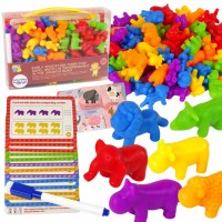 EDUCATIONAL SET COLOR LEARNING SORTING MATHEMATICS 83 ELEMENTS ANIMALS - WOOPIE GREEN