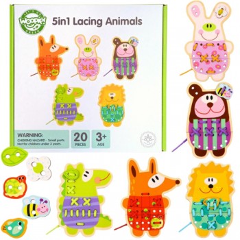 AUKLU VĒRŠANAS KOMPLEKTS SPĒLE 5IN1 DZĪVNIEKI - WOOPIE