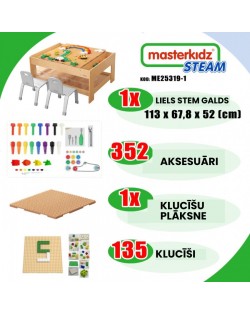KOKA MĀCĪBU GALDS + STEM SIENAS PIEDERUMI + 135 KLUCĪŠI - MASTERKIDZ KOKA MĀCĪBU GALDS + STEM SIENAS PIEDERUMI + 135 KLUCĪŠI - MASTERKIDZ