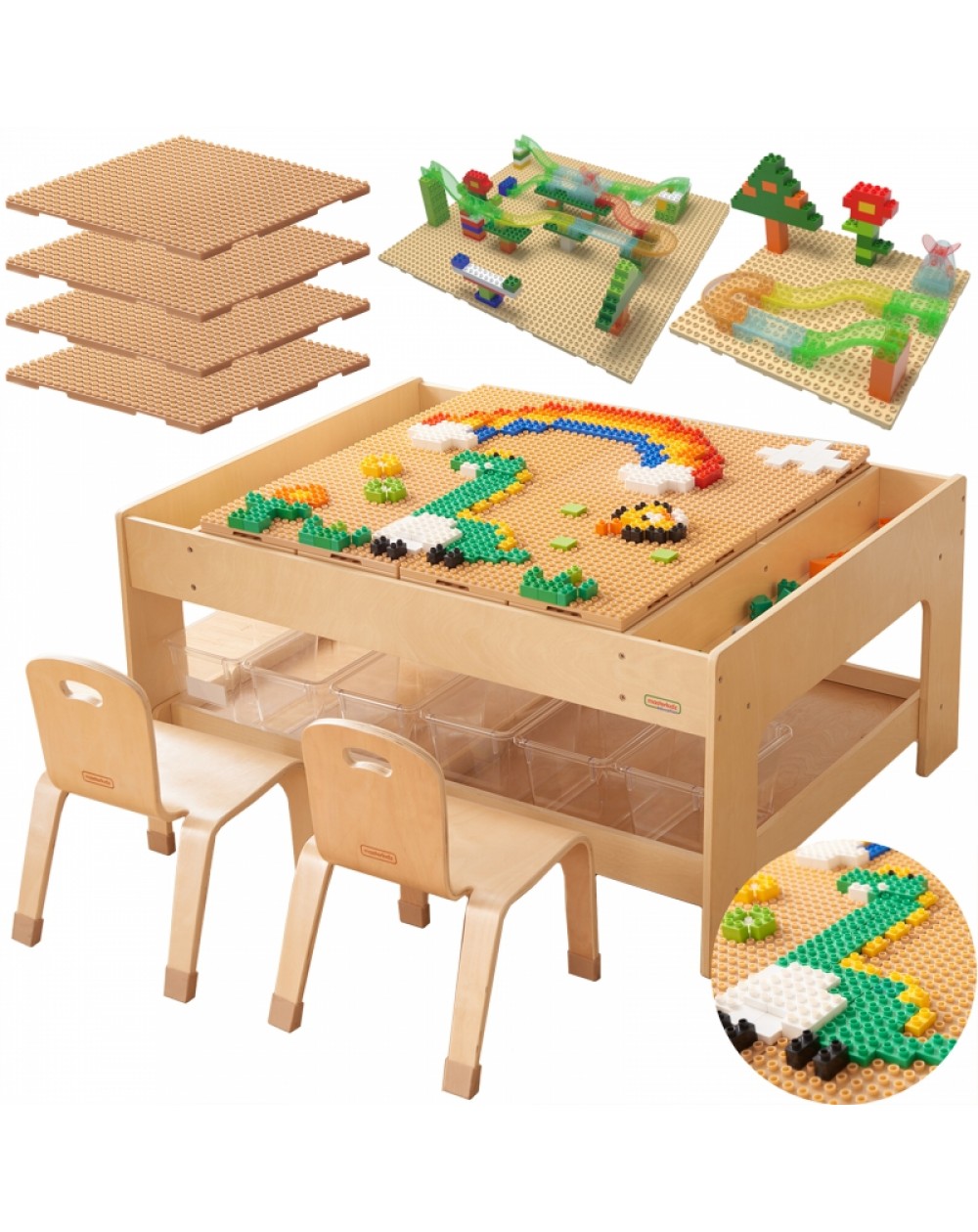 KOKA MĀCĪBU GALDS + STEM SIENAS PIEDERUMI + 359 ELEMENTI - MASTERKIDZ