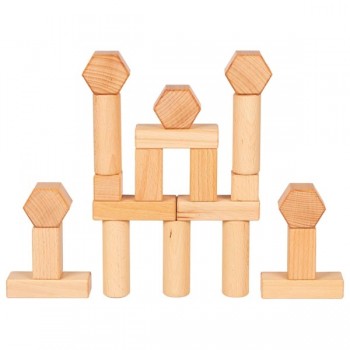 Wooden Blocks Oiled with Walnut Oil, 75 pcs