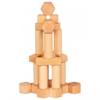Wooden Blocks Oiled with Walnut Oil, 75 pcs