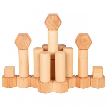 Wooden Blocks Oiled with Walnut Oil, 75 pcs