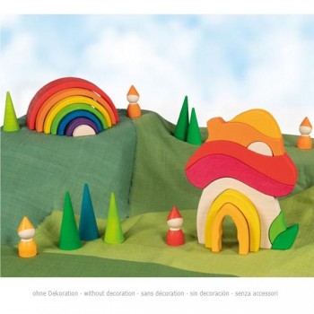 Wooden Blocks Mushroom House - GOKI