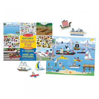 Atkārtoti Lietojamu Uzlīmju Bloks Transportlīdzekļi Vehicles 165+ uzlīmes - Melissa&Doug