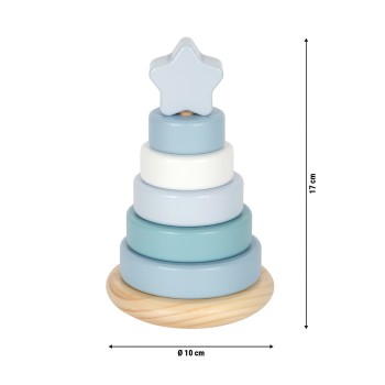 WOODEN TOWER PYRAMID IN BLUE SHADES - SMALL FOOT