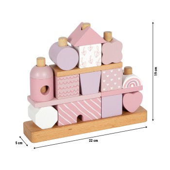 WOODEN BLOCK GAME HOUSE IN PINK SHADES - SMALL FOOT