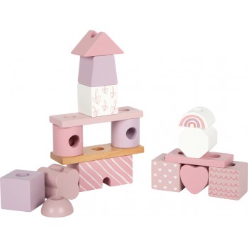 WOODEN BLOCK GAME HOUSE IN PINK SHADES - SMALL FOOT