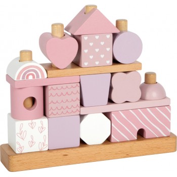 WOODEN BLOCK GAME HOUSE IN PINK SHADES - SMALL FOOT