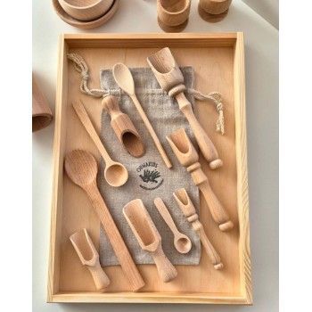 WOODEN TOOLS SPOONS FOR SENSORY PLAY - OUWAKIDS