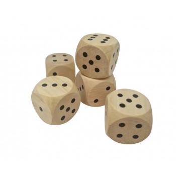 LARGE WOODEN DICE 3 X 3 CM, SET OF 5 - OUWAKIDS