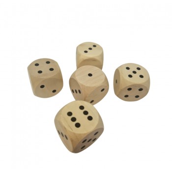 LARGE WOODEN DICE 3 X 3 CM, SET OF 5 - OUWAKIDS