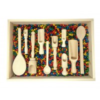 Sensorais Varavīksnes Zirņu Un Koka Karošu Komplekts - OUWAKIDS