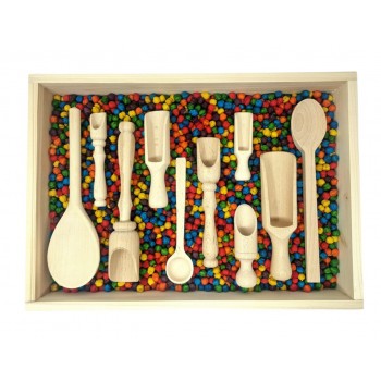 Sensorais Varavīksnes Zirņu Un Koka Karošu Komplekts - OUWAKIDS