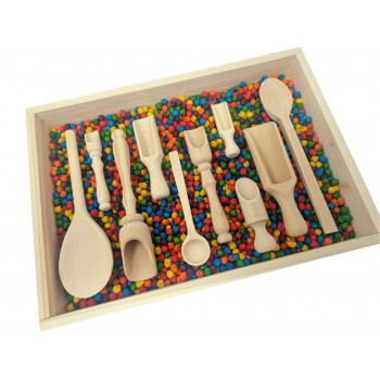 Sensorais Varavīksnes Zirņu Un Koka Karošu Komplekts - OUWAKIDS