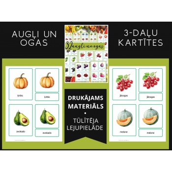 3-DAĻU KARTĪTES AUGĻI UN OGAS, DIGITĀLS MATERIĀLS - OUWAKIDS