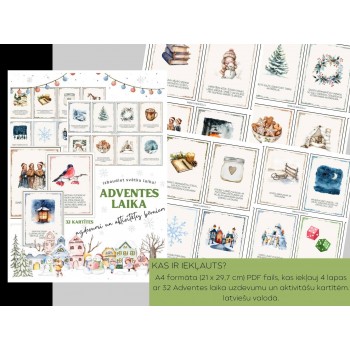 ADVENTES UZDEVUMI UN AKTIVITĀTES BĒRNIEM, 32 KARTĪTES, DIGITĀLS MATERIĀLS - OUWAKIDS ADVENTES UZDEVUMI UN AKTIVITĀTES BĒRNIEM, 32 KARTĪTES, DIGITĀLS MATERIĀLS - OUWAKIDS