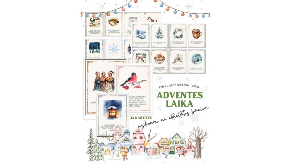Adventes Uzdevumi un Aktivitātes Bērniem, 32 Kartītes, Digitāls Materiāls - Ouwakids Adventes Uzdevumi un Aktivitātes Bērniem, 32 Kartītes, Digitāls Materiāls - Ouwakids