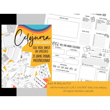 BĒRNU CEĻOJUMA DIENASGRĀMATA – 25 LAPAS AR UZDEVUMIEM, SPĒLĒM, AKTIVITĀTĒM, DIGITĀLS MATERIĀLS - OUWAKIDS