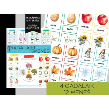 4 GADALAIKI UN 12 MĒNEŠI, PLAKĀTS UN 3-DAĻU KARTĪTES, DIGITĀLS MATERIĀLS - OUWAKIDS