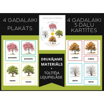 4 GADALAIKI UN 12 MĒNEŠI, PLAKĀTS UN 3-DAĻU KARTĪTES, DIGITĀLS MATERIĀLS - OUWAKIDS