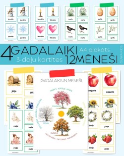 4 GADALAIKI UN 12 MĒNEŠI, PLAKĀTS UN 3-DAĻU KARTĪTES, DIGITĀLS MATERIĀLS - OUWAKIDS