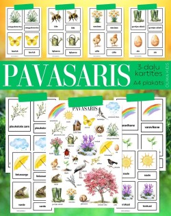 PAVASARIS, PLAKĀTS UN 3-DAĻU KARTĪTES, ATGĀDNES, DIGITĀLS MATERIĀLS - OUWAKIDS