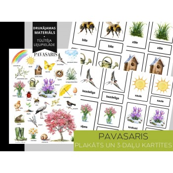 PAVASARIS, PLAKĀTS UN 3-DAĻU KARTĪTES, ATGĀDNES, DIGITĀLS MATERIĀLS - OUWAKIDS PAVASARIS, PLAKĀTS UN 3-DAĻU KARTĪTES, ATGĀDNES, DIGITĀLS MATERIĀLS - OUWAKIDS