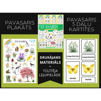 PAVASARIS, PLAKĀTS UN 3-DAĻU KARTĪTES, ATGĀDNES, DIGITĀLS MATERIĀLS - OUWAKIDS PAVASARIS, PLAKĀTS UN 3-DAĻU KARTĪTES, ATGĀDNES, DIGITĀLS MATERIĀLS - OUWAKIDS