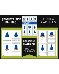 ĢEOMETRISKIE ĶERMEŅI 3-DAĻU KARTĪTES, DIGITĀLS MATERIĀLS - OUWAKIDS