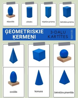 ĢEOMETRISKIE ĶERMEŅI 3-DAĻU KARTĪTES, DIGITĀLS MATERIĀLS - OUWAKIDS