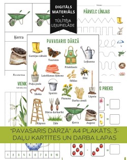 "Pavasaris Dārzā" A4 Plakāts, 3-Daļu Kartītes Un Darba Lapas - OUWAKIDS