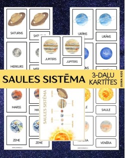 SAULES SISTĒMA 3-DAĻU KARTĪTES UN PLAKĀTS, DIGITĀLS MATERIĀLS - OUWAKIDS