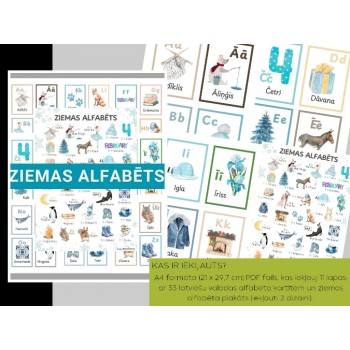 ZIEMAS ALFABĒTS KARTĪTES UN PLAKĀTS, DIGITĀLS MATERIĀLS - OUWAKIDS
