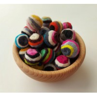 Vilnas Filca Bumbiņas "Stripes" 2 cm Vilnas Filca Bumbiņas "Stripes" 2 cm