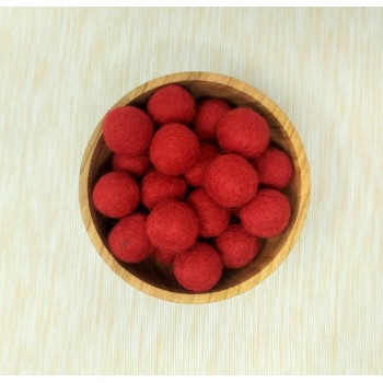 Wool Felt Balls Red 2 cm